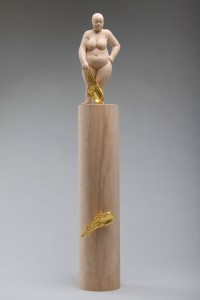 "hope shines more than gold", alderwood, gold leaves, 72cm, 2011