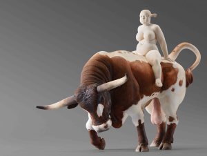 "Europe riding the bull", limewood and acrylic colors, 45x32cm, 2014