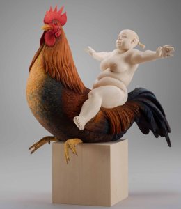 "Flight lesson", limewood, acrilic colors, 56cm, 2012