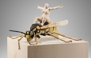 "flight training" - 45 cm - limewood, acrilic colors - 2015