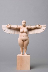 "icaros girlfriend" II, stonepinewood, acrilic colors, 28cm, 2007