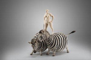 "Trick rider" - 42 x 47 cm - painted limewood - 2015