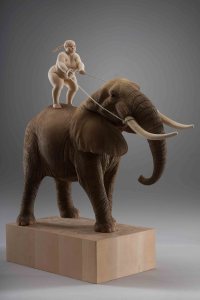 "roman riding", limewood, acrilic colors, 61cm, 2012