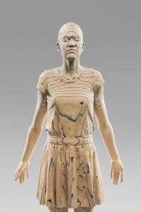 Mind full of dreams 91 x 36 x 25 cm limewood, cotton fabric 2023