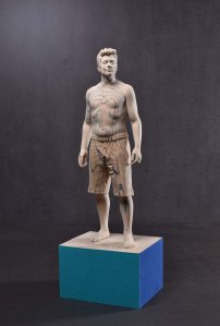 Echoes 74x x25 x 21 cm limewood, cotton fabric 2024